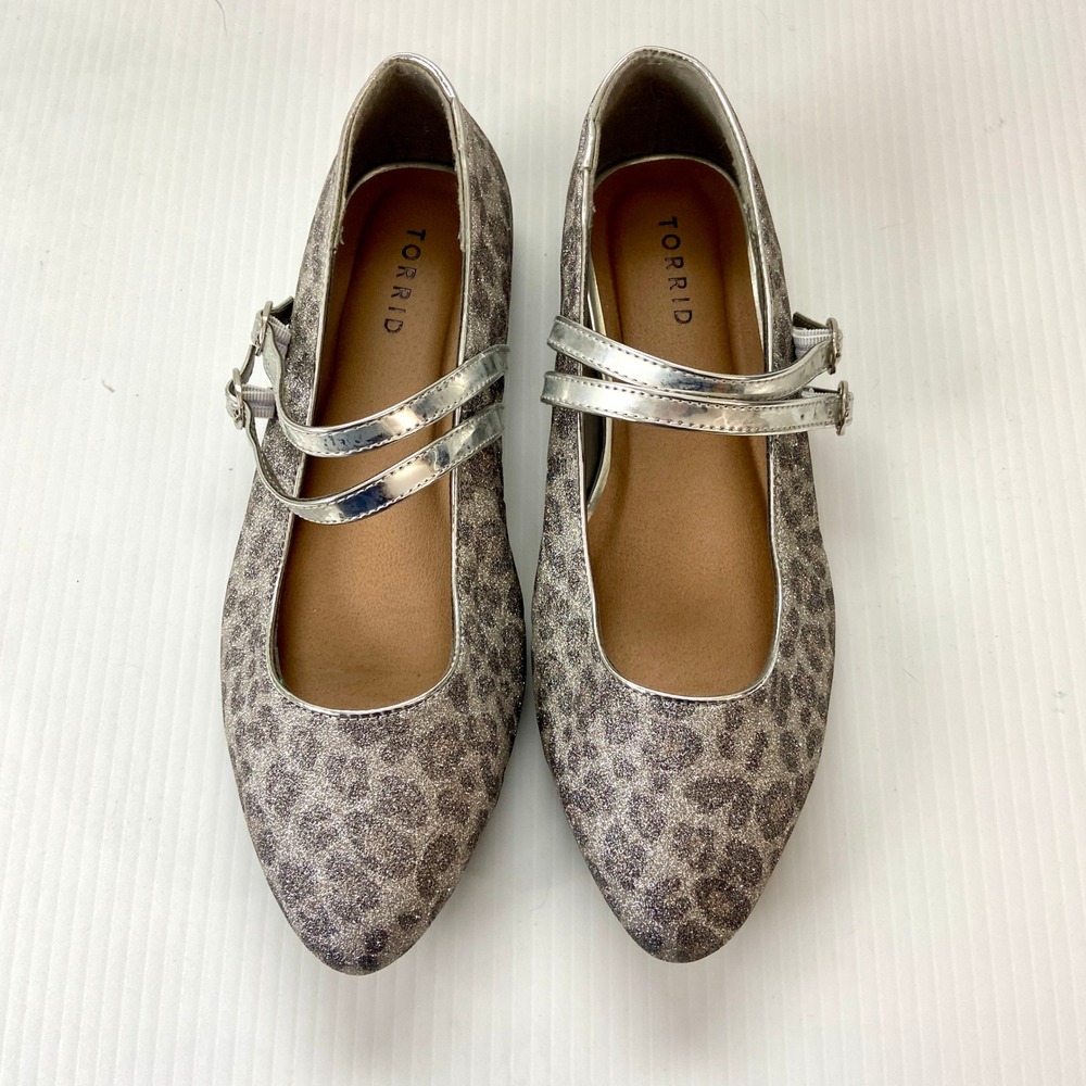 torrid Metallic Silver Leopard Print Mary Jane Flats Wide